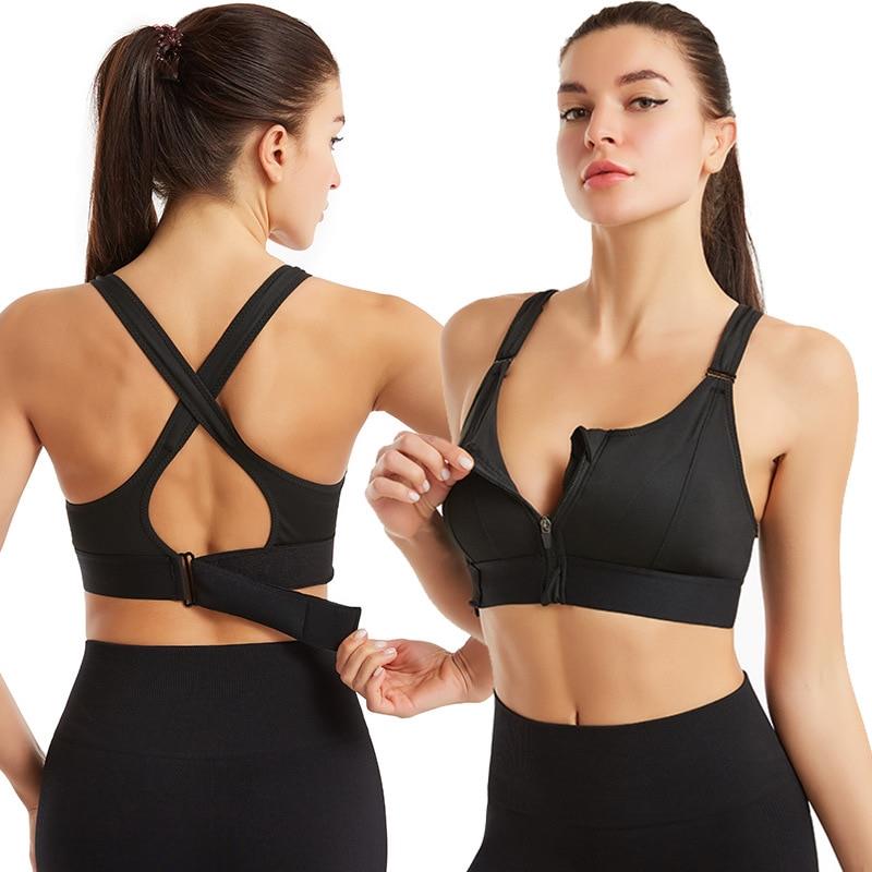 Wireless Support Super Tight Impact Resistant Zipper Sports Bra